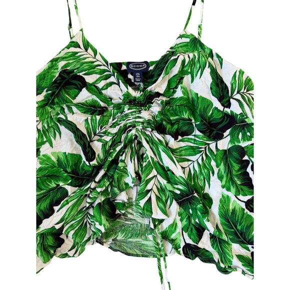 SCOOP NYC Palm Leaf Tropical Print Ruched Tank Top Size XXL - Picture 5 of 6